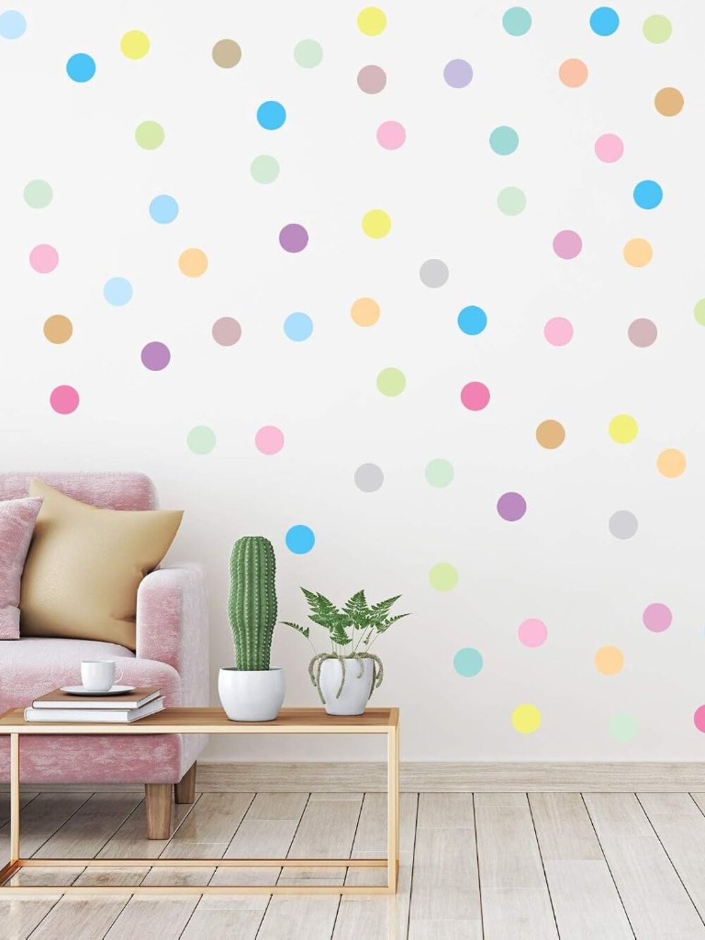 240 Pcs 2 Inch Colored Polka Dots Wall Decals, Watercolor